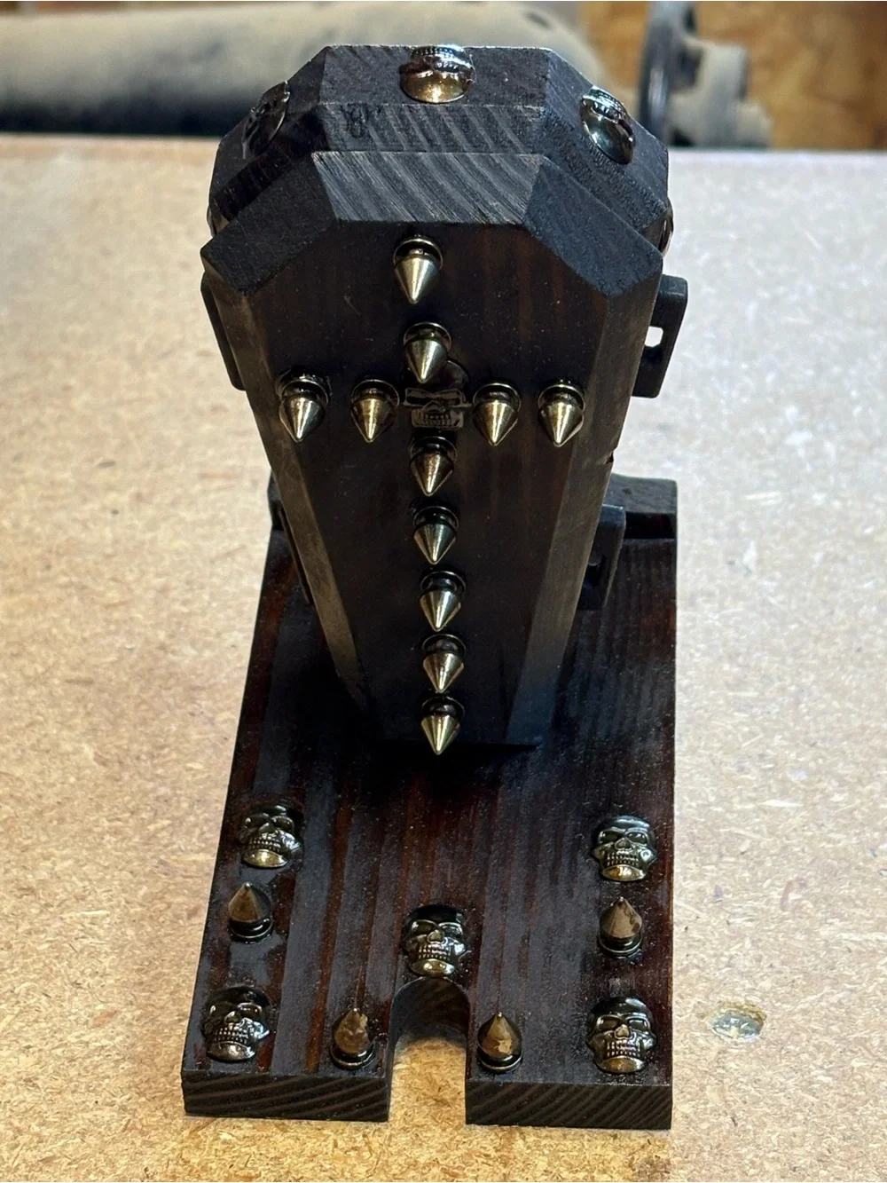 Gothic/Punk handmade wood phone stand